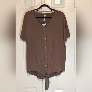 5/$25 Zenana Premium Coffee Button Up Top